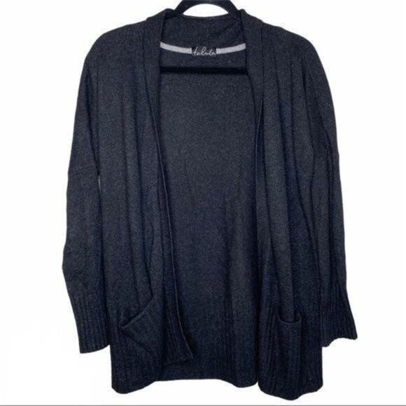 Talula Aritzia Black Cashmere Blend Lenox Sweater Open Cardigan Medium - Picture 1 of 7